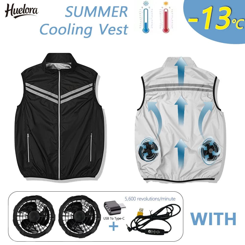 Gilet rafraîchissant sans manches résistant chaleur travail été ventilateur climatisation homme femme
