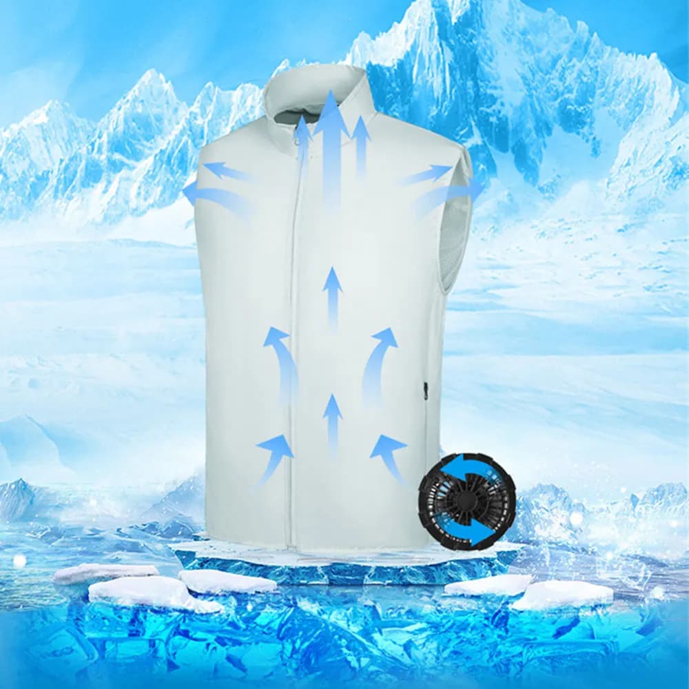 Gilet rafraîchissant été ventilateur USB pêche travail haute température veste climatisation sans manches