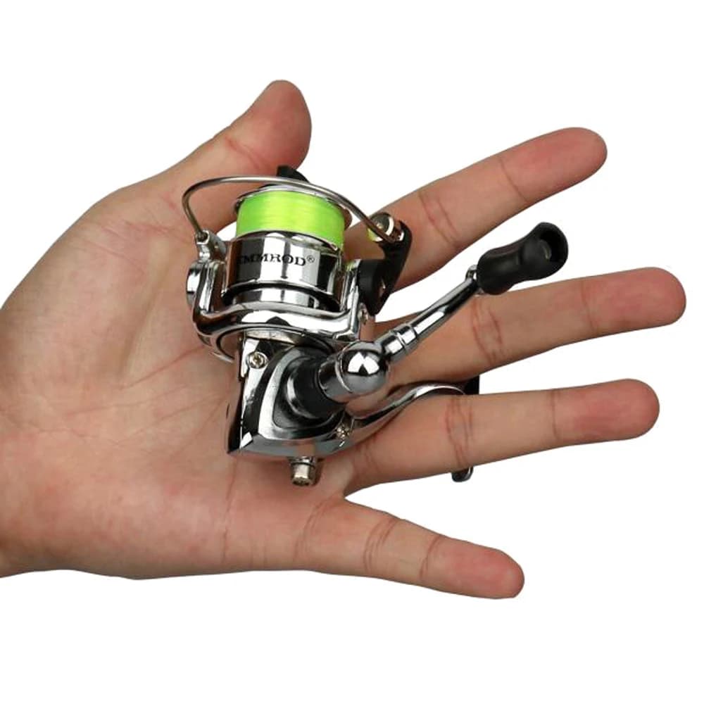 Moulinet tout métal Creekmoon pour pêche hivernale et glace - Corps gapless - Frein 6kg - Roue à main tripode