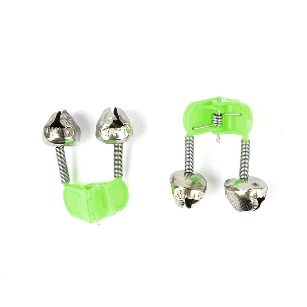 Lot 10 cloches vertes métal pour canne pêche avec clips pince accessoire extérieur pêche carpe