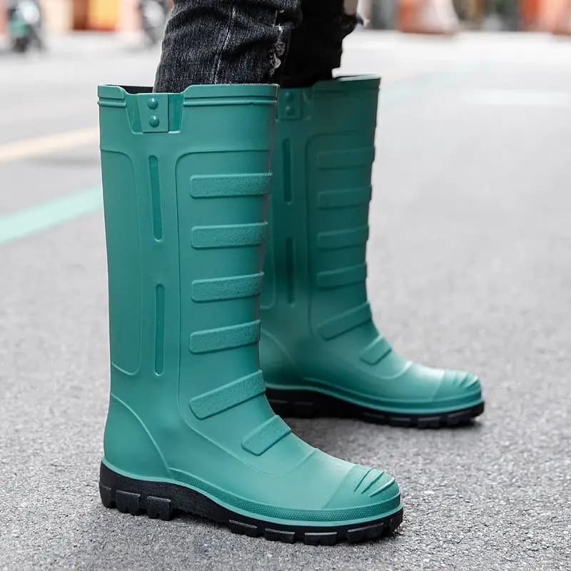 Bottes de pluie longues imperméables doublées polaire pour hommes hiver - Confort chaud cuisine travail