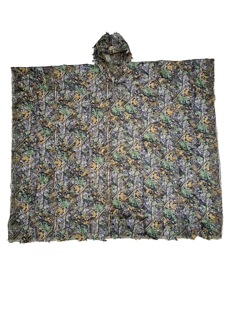Cape ghillie camouflage bionique 3D - Tenue respirante pêche et observation oiseaux jungle