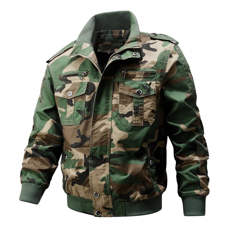 Veste bomber pêche printemps-automne - Coupe-vent camouflage cargo pour pêcheur