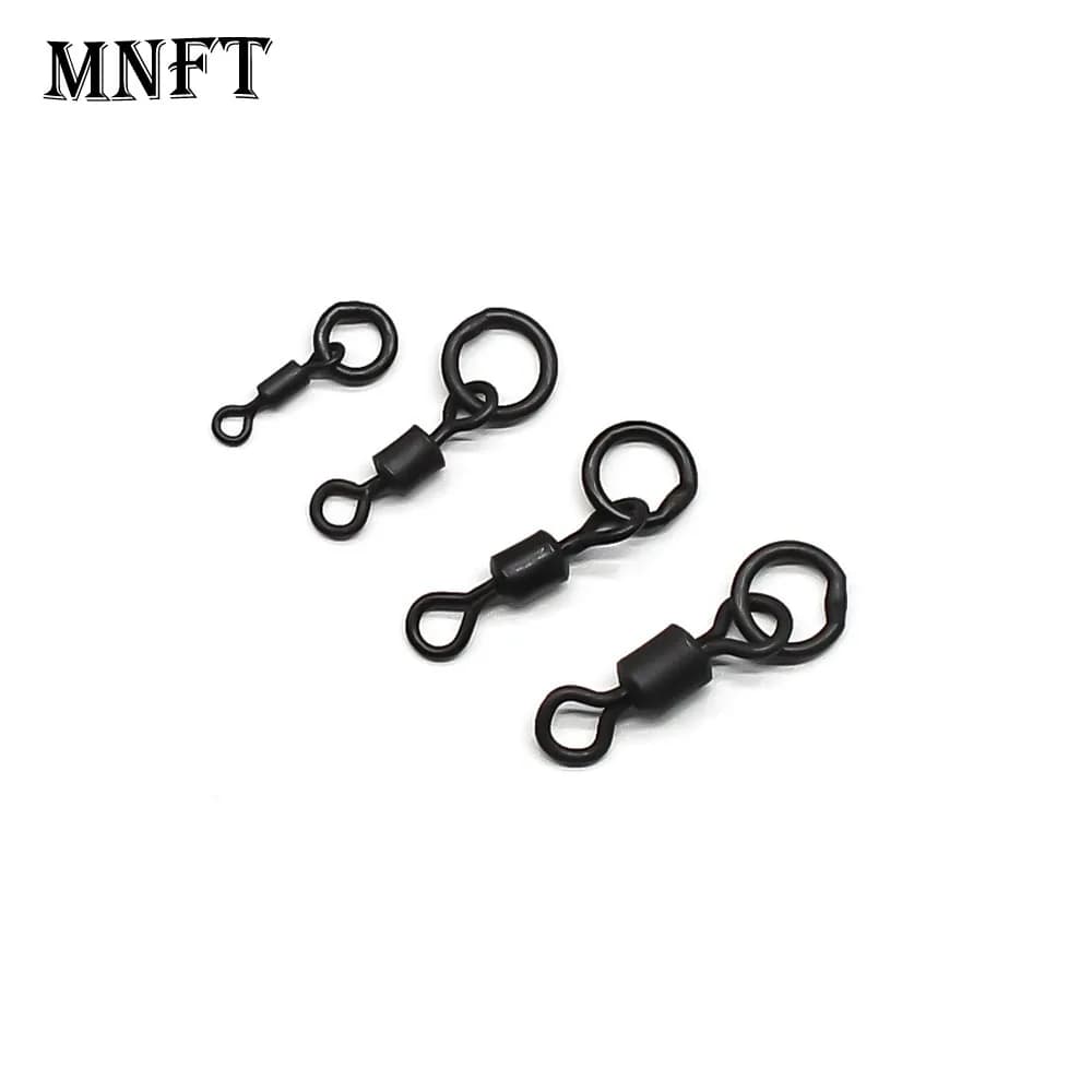 60 anneaux rapides pêche carpe MNFT noir mat - swivels rig cheveu changement rapide solide
