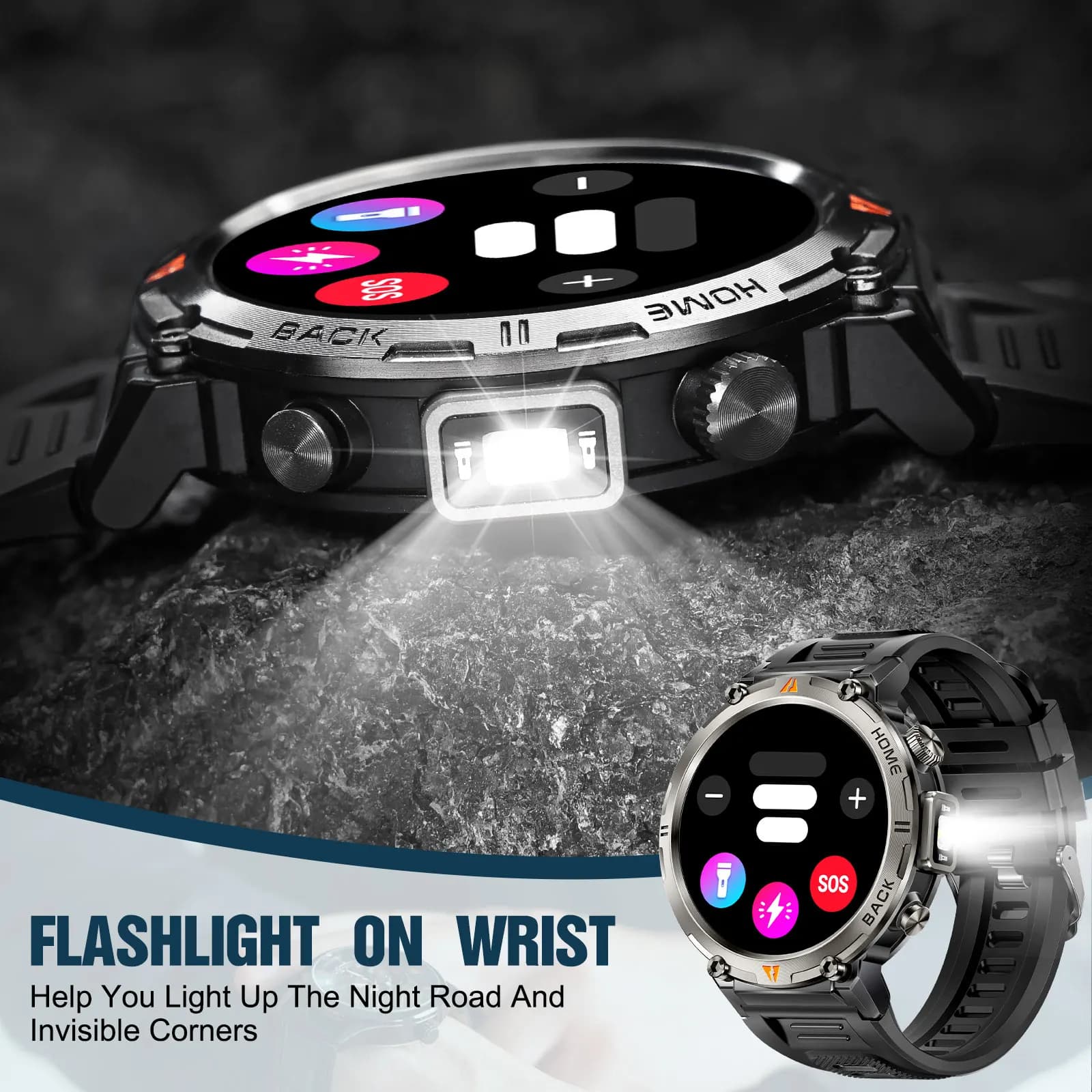 Montre EIGIIS KE3 - Design original pour hommes, lampe torche, 100+ modes sport et étanche 3ATM