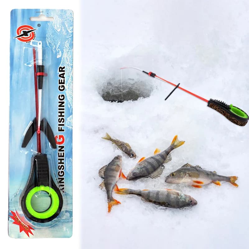 Canne à pêche sur glace mini portable hiver plastique ABS démontable étanche avec pointe remplaçable