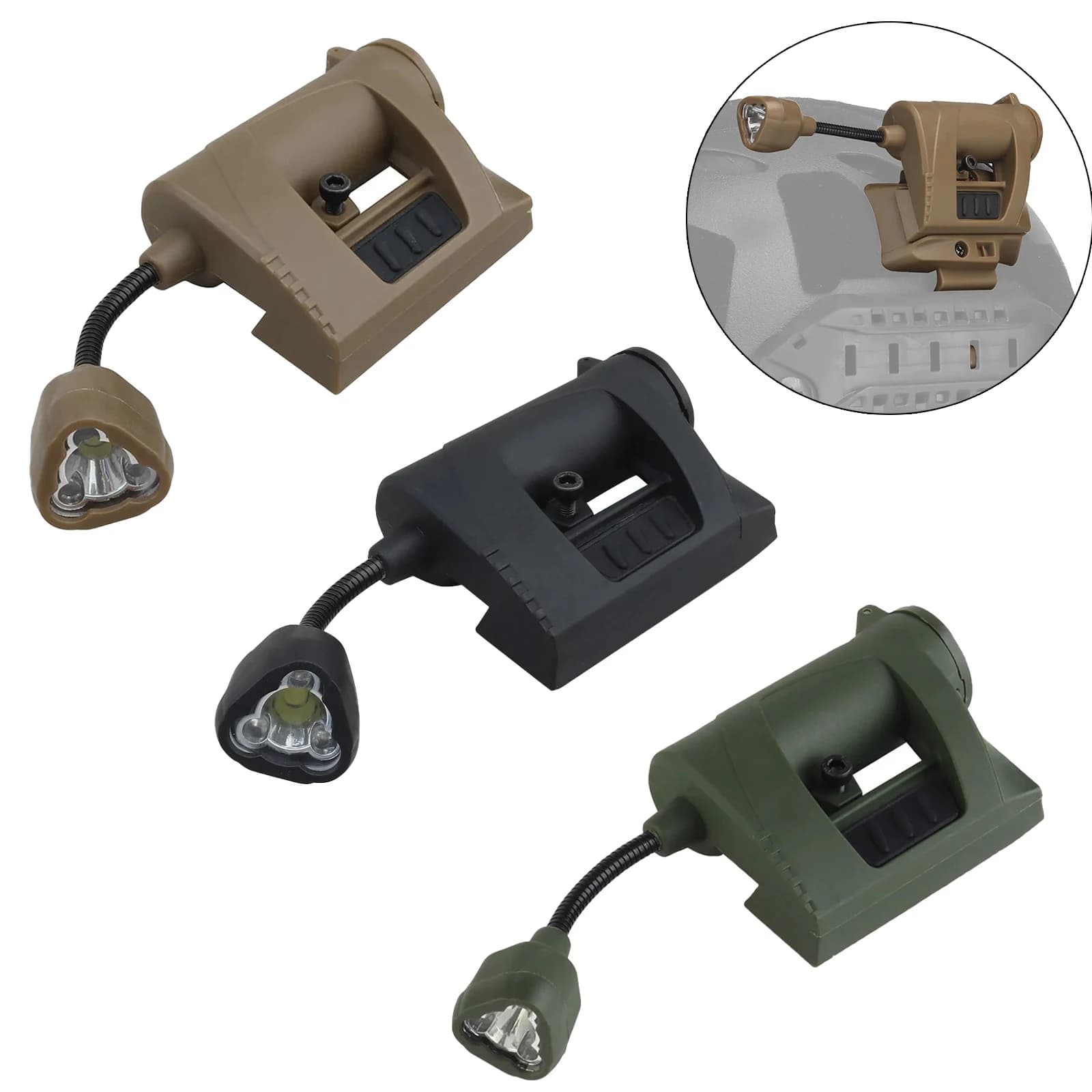Lampe frontale tactique 3 modes LED pour casque pêche nocturne, chasse et activités outdoor