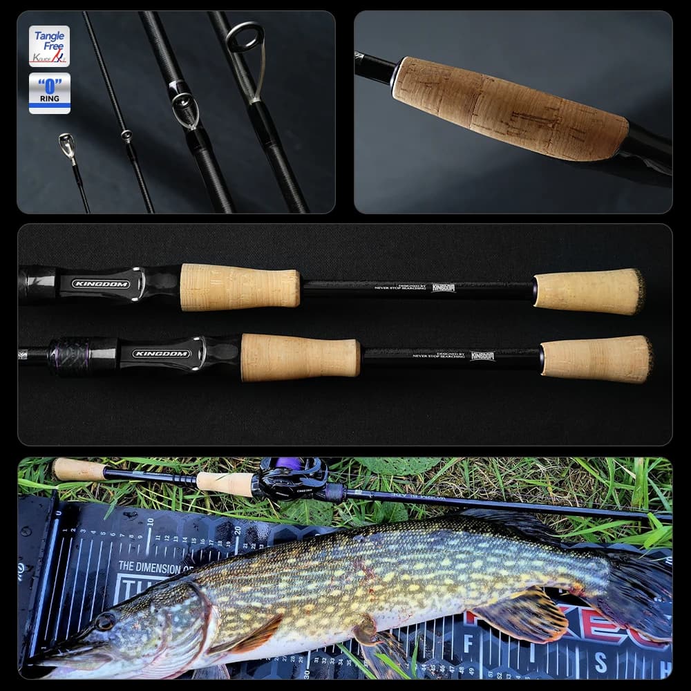 Canne à pêche Kingdom Worm Blade 1.95m à 2.04m carbone Toray 33T+40T pour pêche du bar