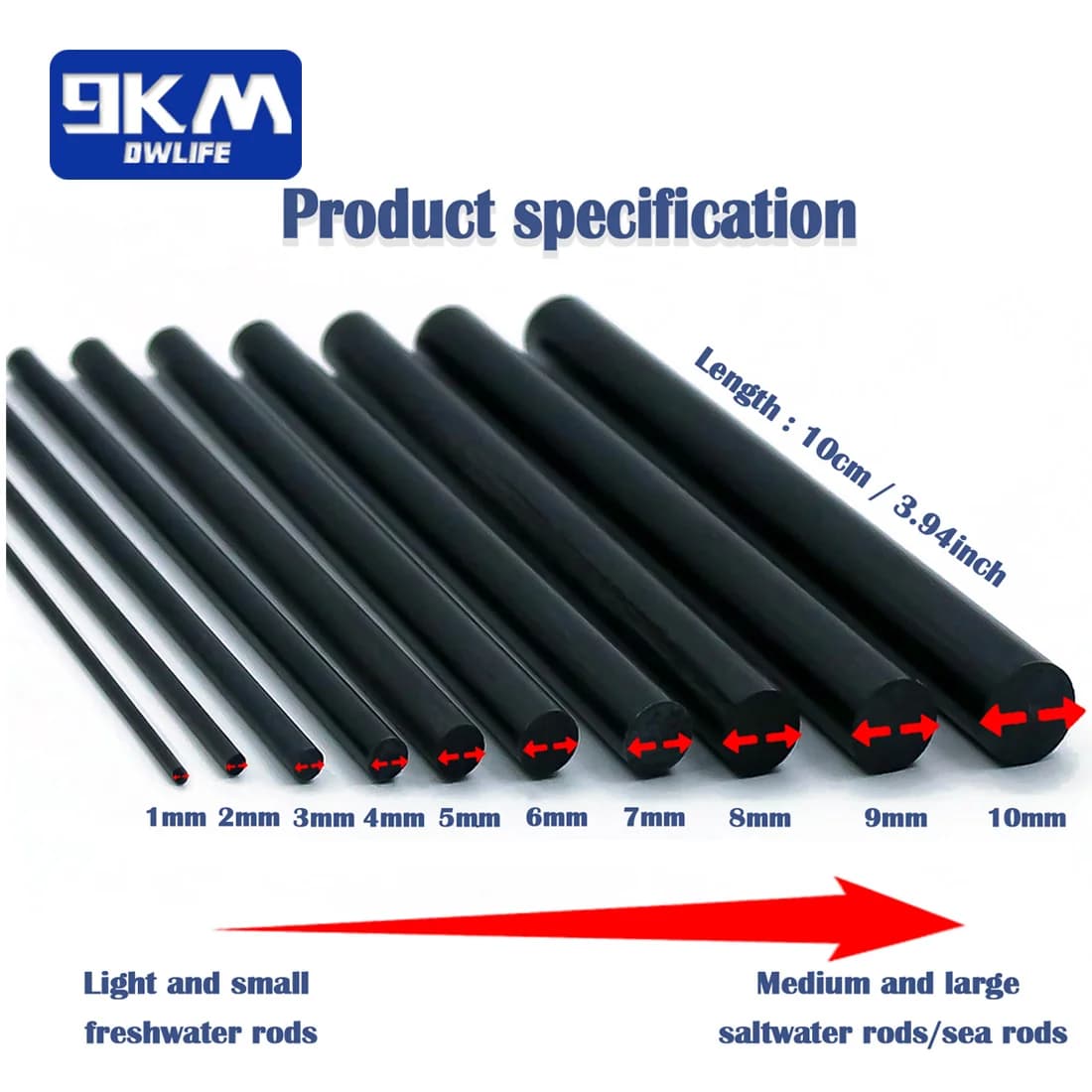 Kit réparation canne pêche 3 pièces sticks carbone fil wrapping eau douce mer spinning casting