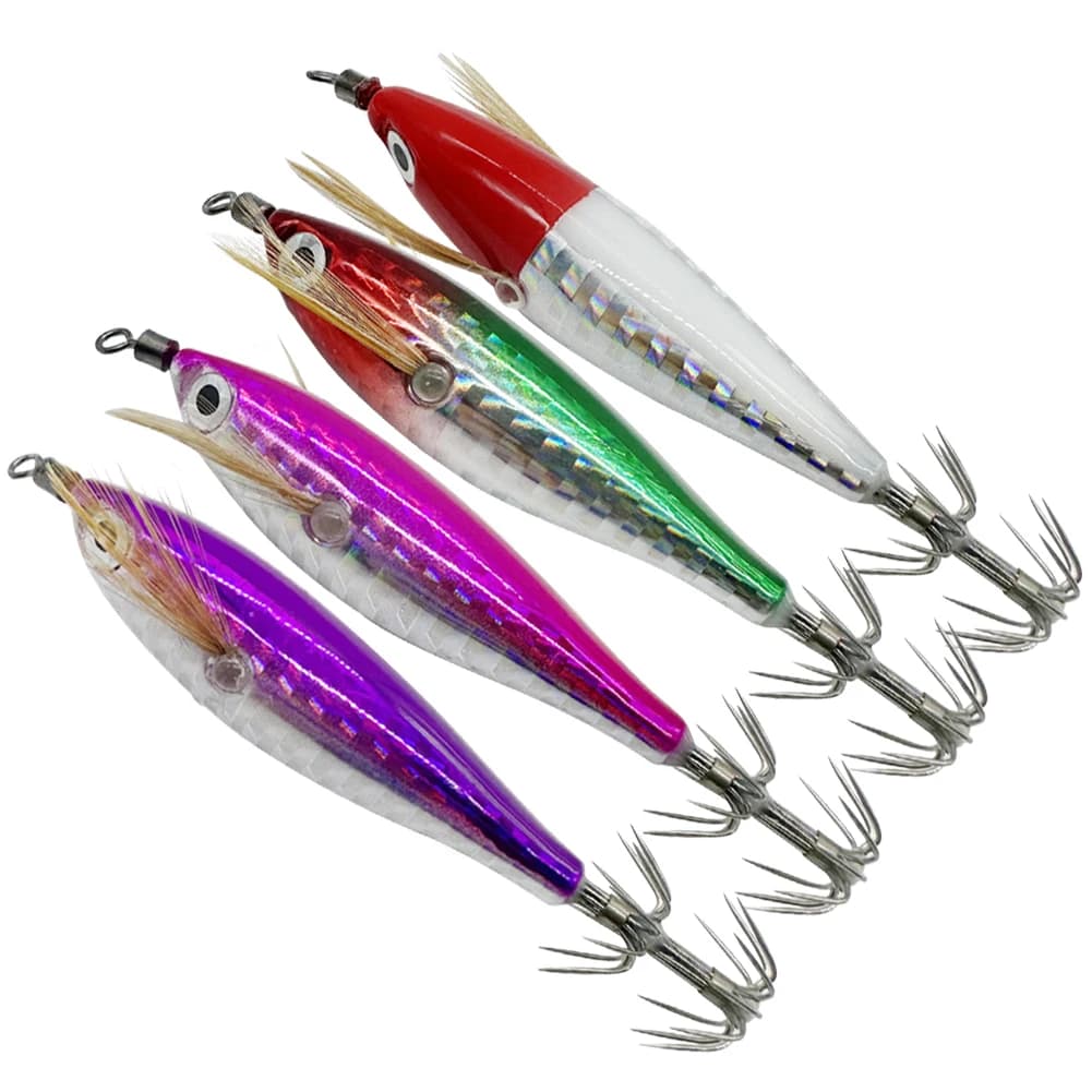 Leurre poulpe et calmar lumineux avec hameçon intégré - appât céphalopodes pour pêche en mer