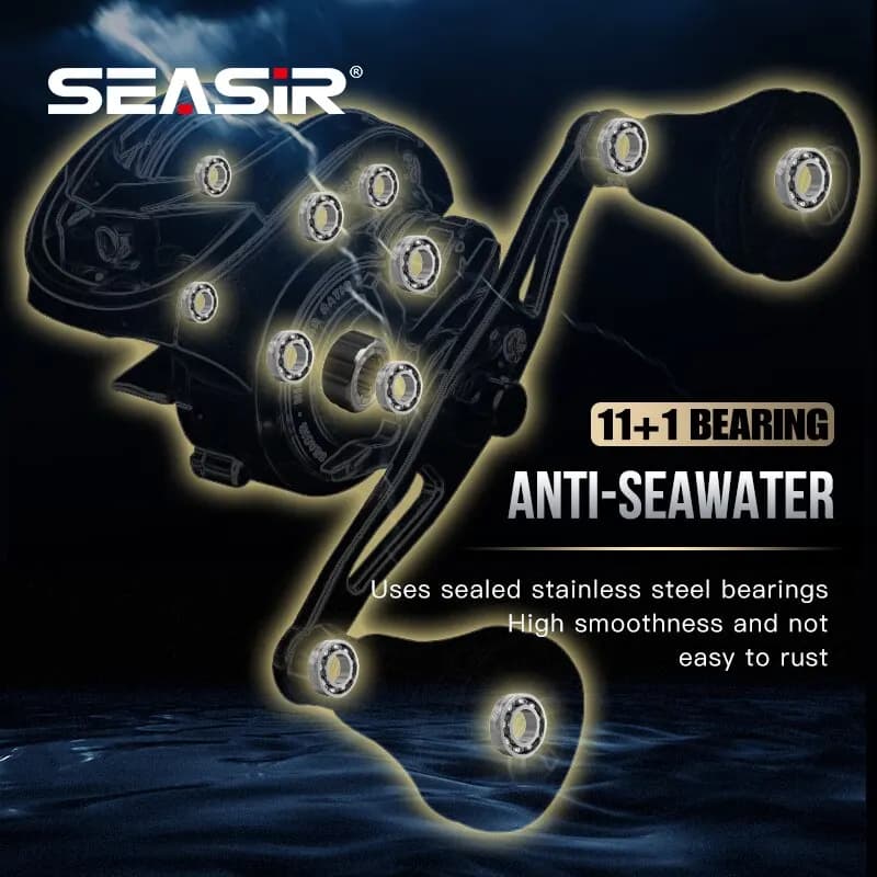 Seasir Megacuda Baitcasting Reel Drag 15KG Deep Spool 6.5:1 Aluminum Frame Carbo