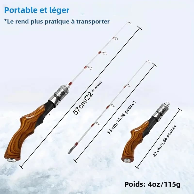 Canne à pêche sur glace portable détachable - Pôle hivernal ultraléger sensible pour pêche blanche