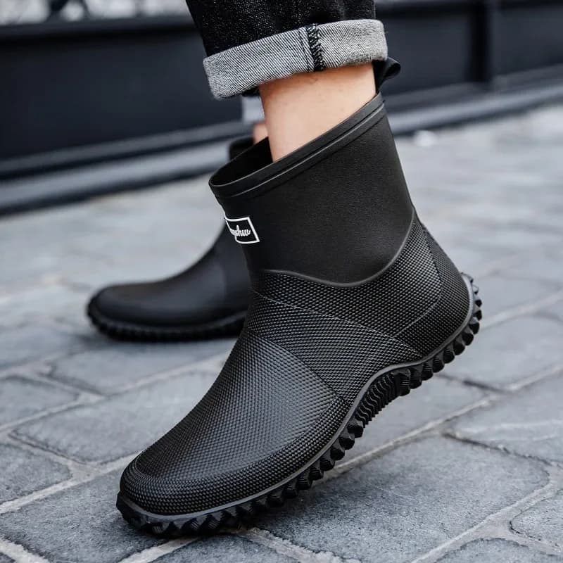 Bottes pluie caoutchouc naturel homme haute imperméables extérieur épaisses antidérapantes résistantes pêche