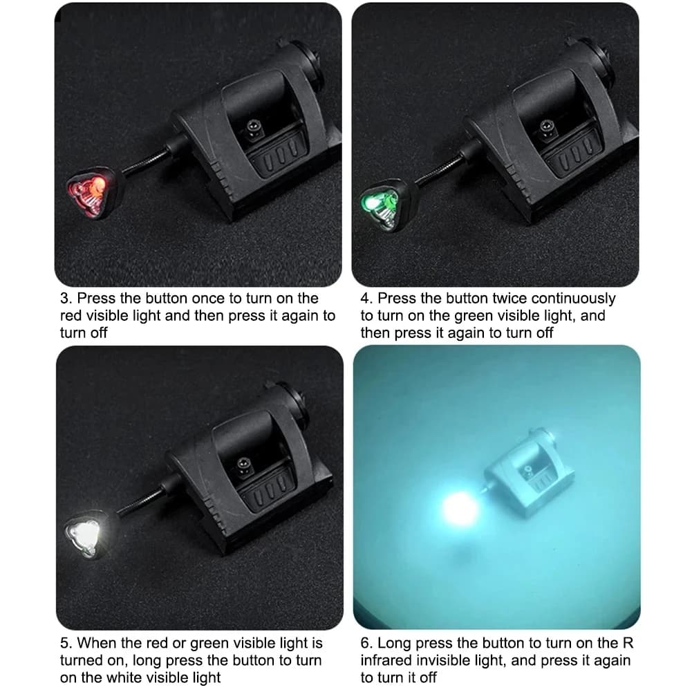 Lampe frontale tactique 3 modes LED pour casque pêche nocturne, chasse et activités outdoor