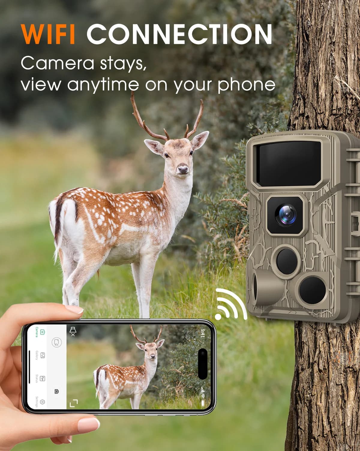 Caméra trail WiFi 2.7K 48MP étanche IP67 déclenchement 0.5s pour détection faune extérieure