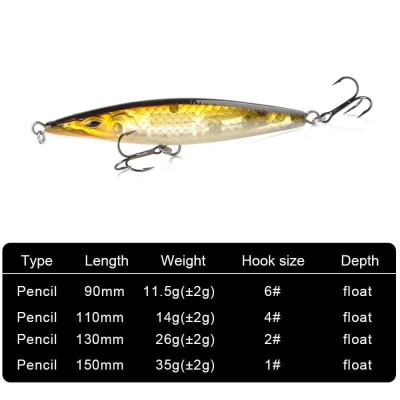 Leurre flottant pencil bait Teknik 2024 90-130mm pour bar et bonite en pêche surface