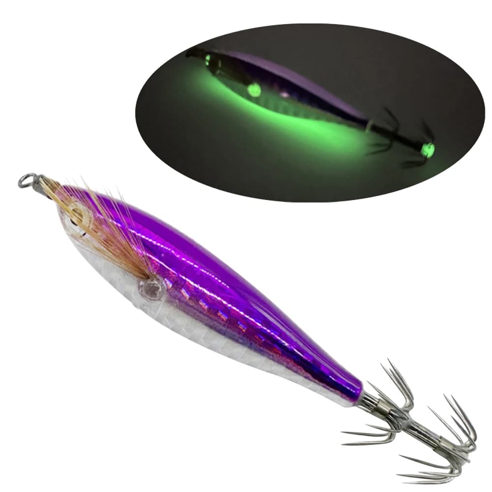 Leurre poulpe et calmar lumineux avec hameçon intégré - appât céphalopodes pour pêche en mer