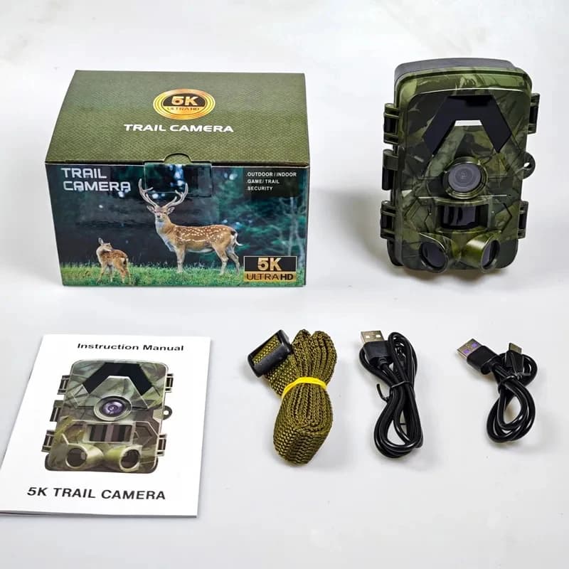 Caméra de chasse 5K 60MP étanche IP66 vision nocturne infrarouge traqueur extérieur surveillance
