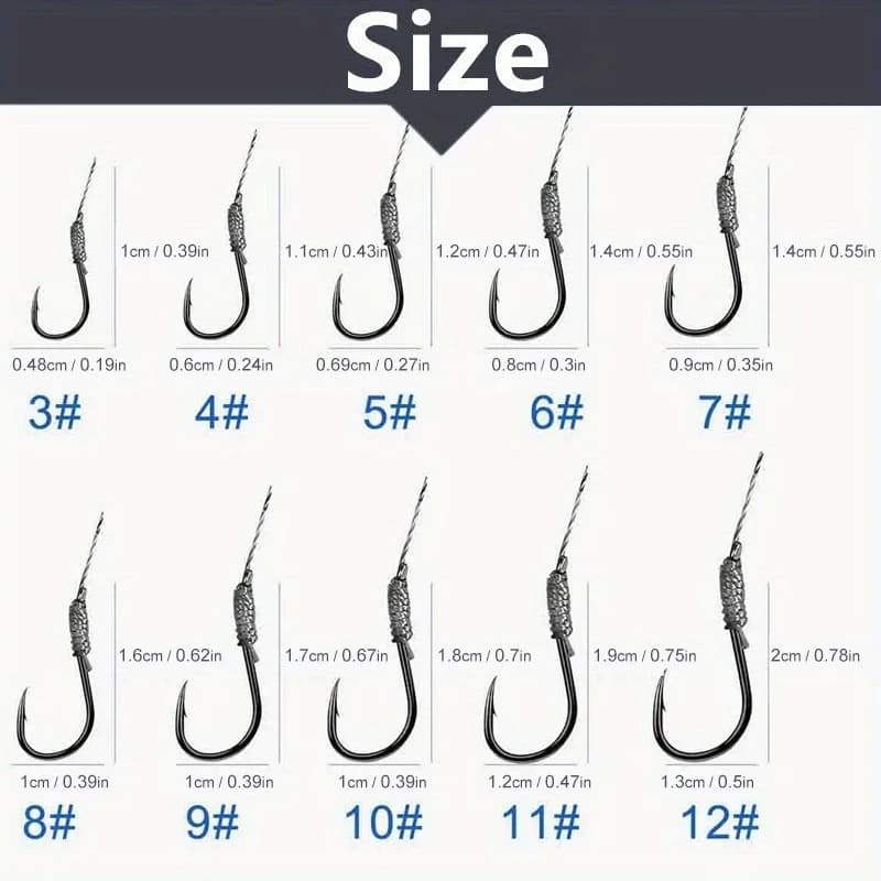 50 hameçons pré-montés Ackibbik pour pêche à la carpe avec ligne PE 3#-12# - Hooks micro taille