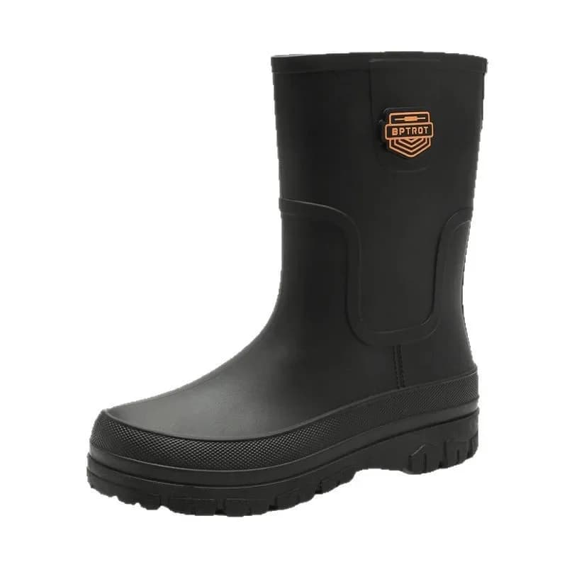 Bottes mi-mollet homme à semelle épaisse pour pêche et cuisine - Imperméables en PVC avec bout rond
