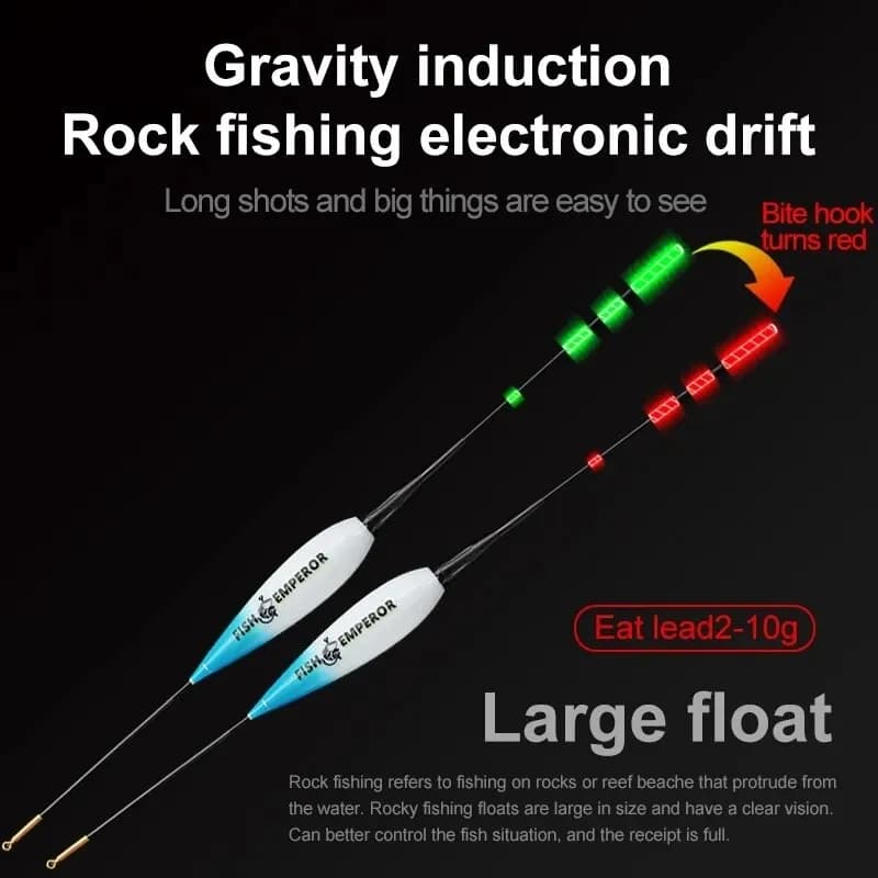 Flotteur électronique intelligent 2024 capteur gravité LED 2g-10g - Grande flottabilité batterie CR425 bâton lumineux
