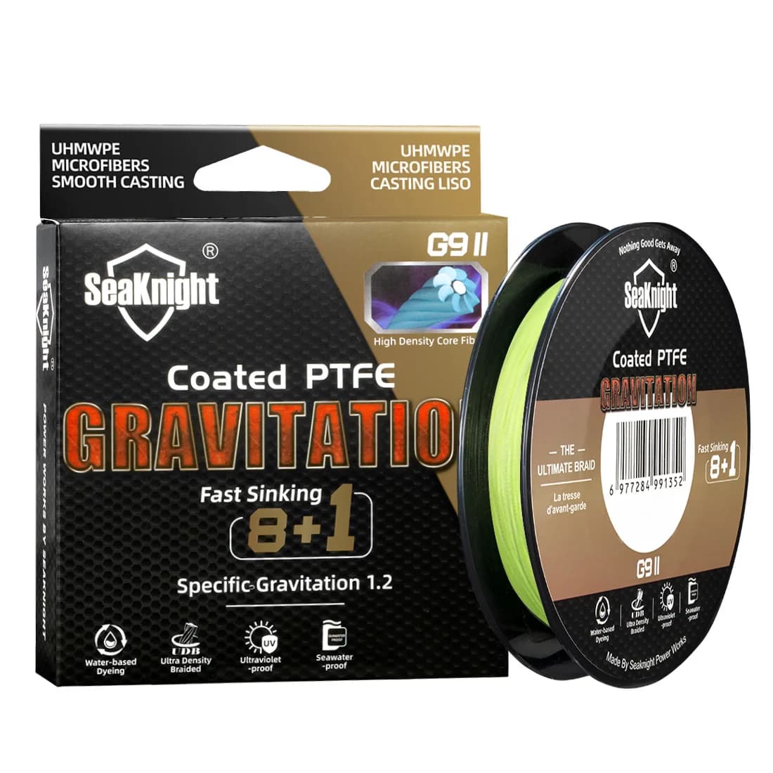 Ligne de pêche mer SeaKnight Gravitation9II PE 9 brins, anti-UV, coulante rapide 150m 300m