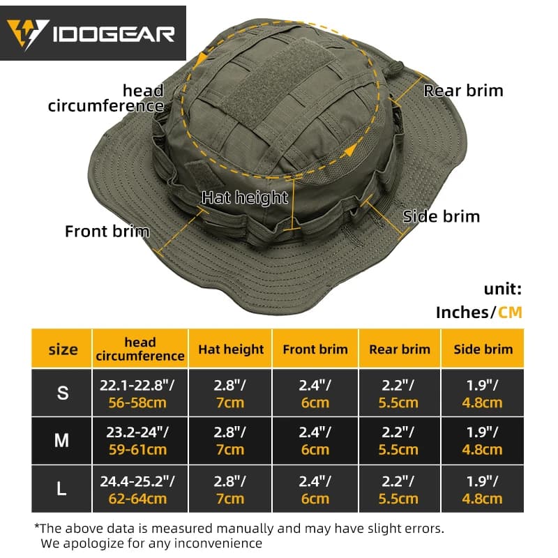 Chapeau boonie tactique IDOGEAR ajustable respirant pêche chasse protection solaire jungle