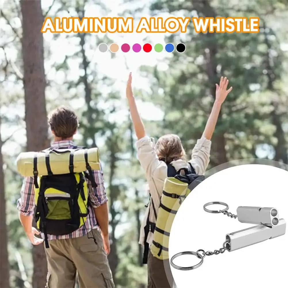 Sifflet double tube pendentif clé - Outil multifonction sécurité pour pêche et survie