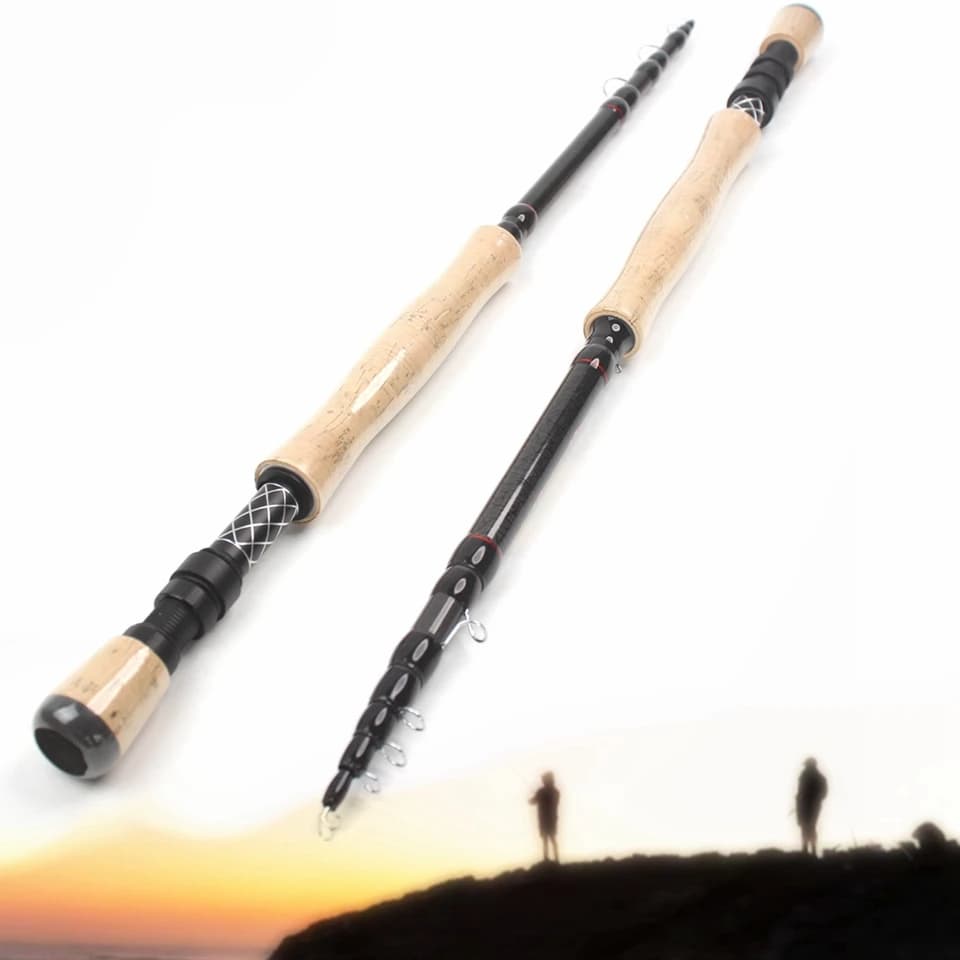 Canne télescopique portable 2.1m à 3.0m carbone action rapide poignée liège ultra légère pêche voyage