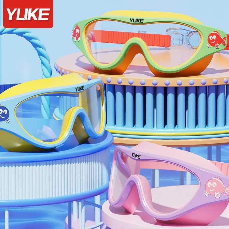 Lunettes de natation enfant étanches anti-buée HD - Grand cadre professionnel pour garçons et filles