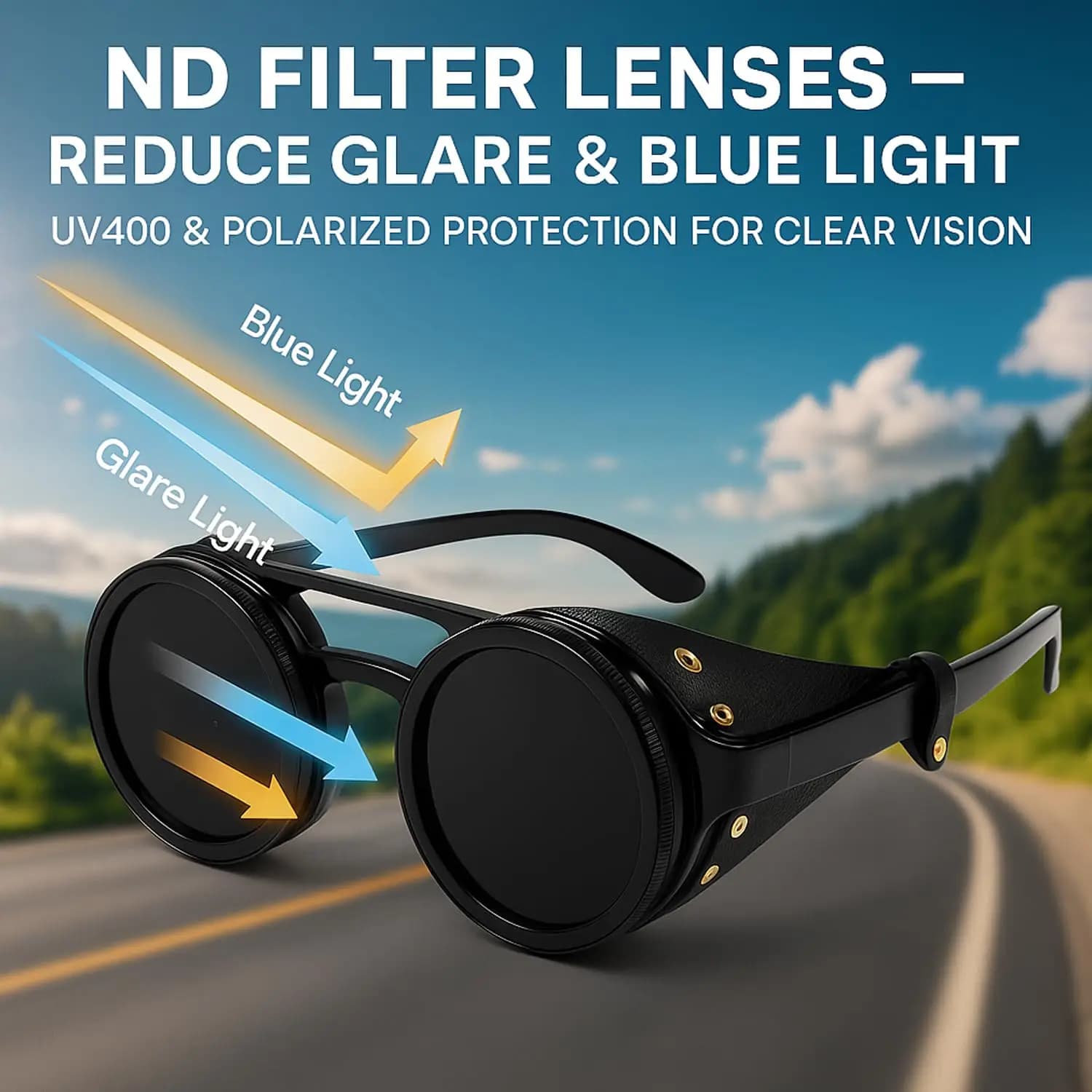 Lunettes de soleil polarisées ND9 réglables pour pêche et conduite - Verres teintés variables UV400