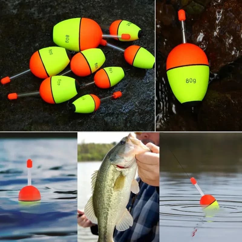 5 flotteurs lumineux de nuit EVA pour la pêche en mer et roche, avec lumière intégrée