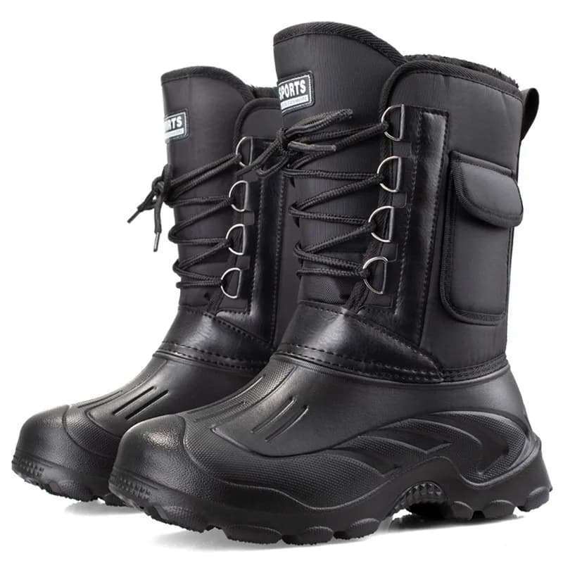 Bottes pêche hiver chaudes homme - Chaussures pêche imperméables antidérapantes - Waders neige glace