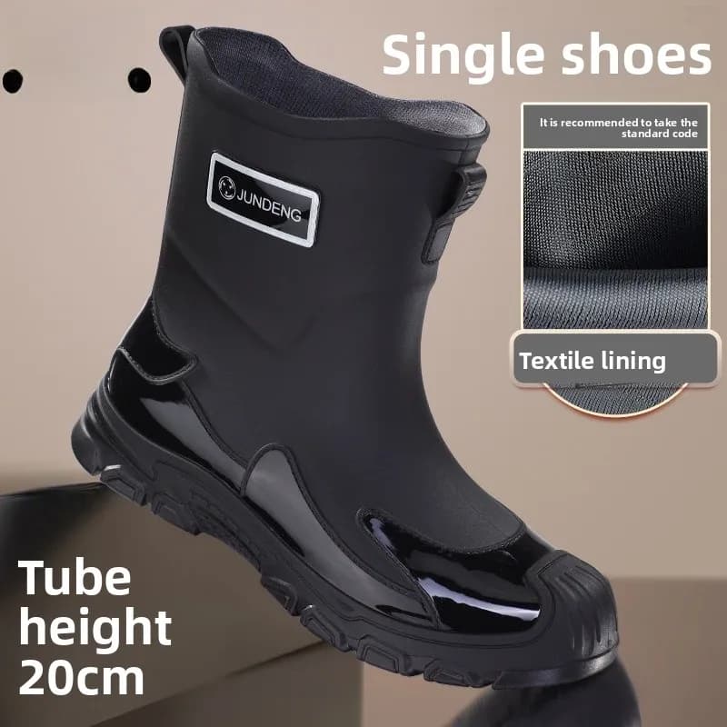 Bottes de pluie homme courtes épaisses imperméables antidérapantes pour lavage auto et pêche