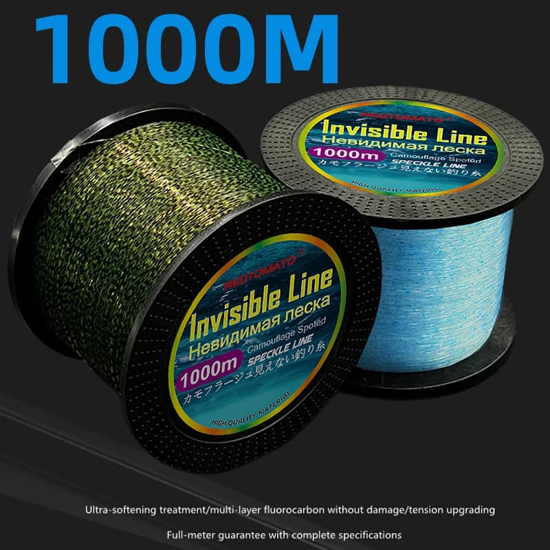 Fil de pêche fluorocarbone japonais 1000m invisible ligne coulante camouflage 3D pour carpe