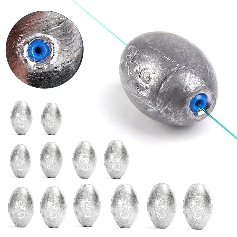 Plombs de pêche mer 2g-60g olive troués avec échelle - lest plombé pour pêche en mer précise