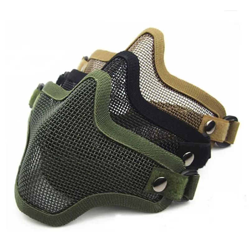 Masque facial métal mesh protection paintball airsoft pêche chasse demi-visage camouflage