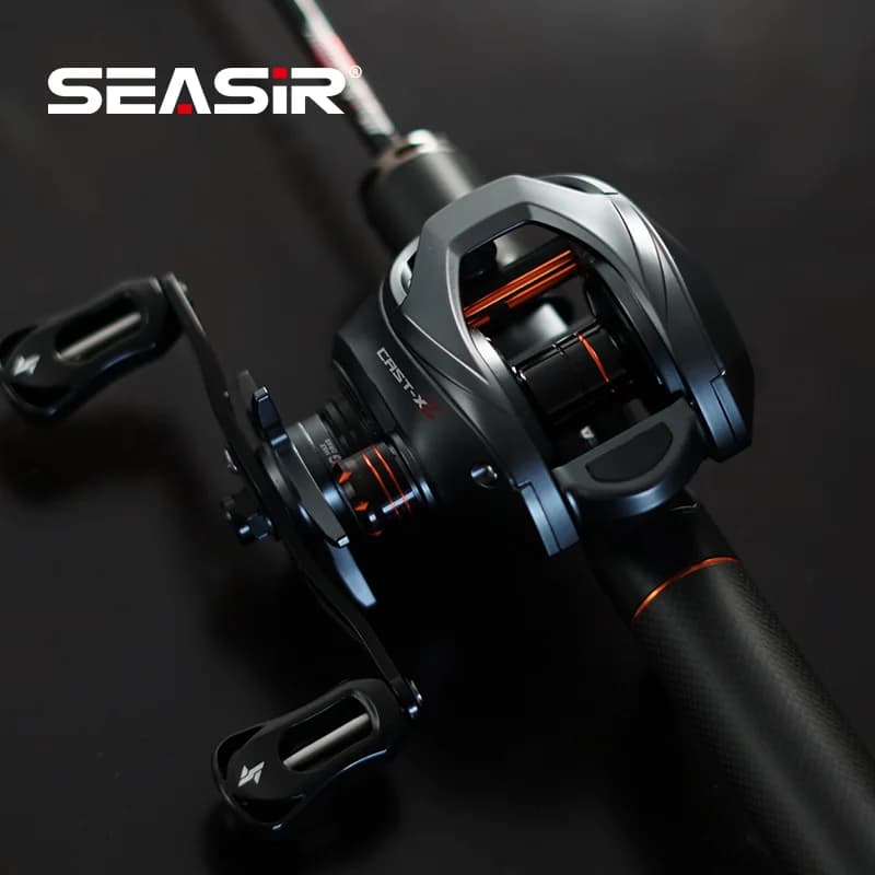 Moulinet baitcasting Seasir Cast-X2 7.3:1 ratio rapide frein 8.5kg grip aluminium carbone BFS