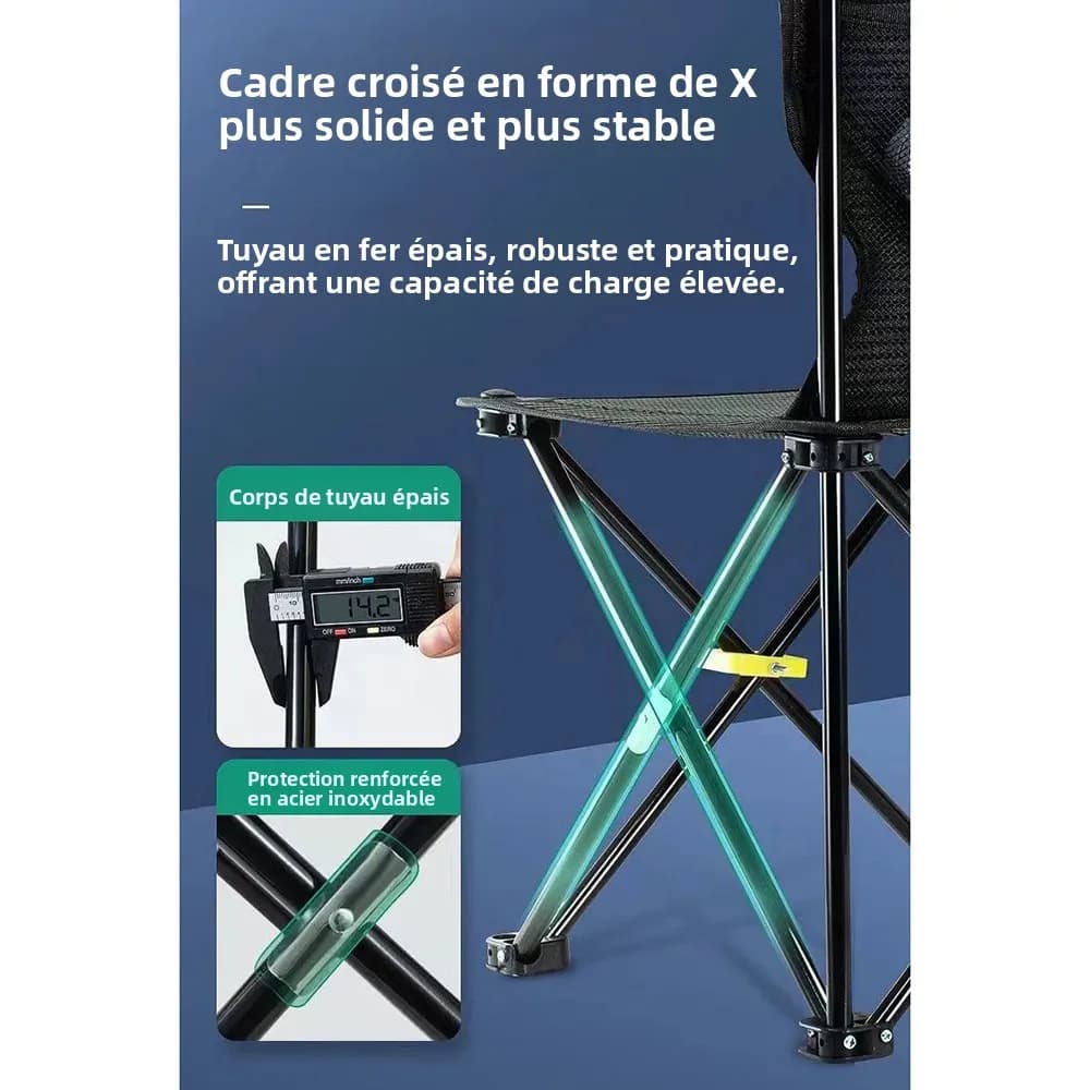 Chaise pliante portable avec dossier camping pêche dessin extérieur siège confortable transport facile