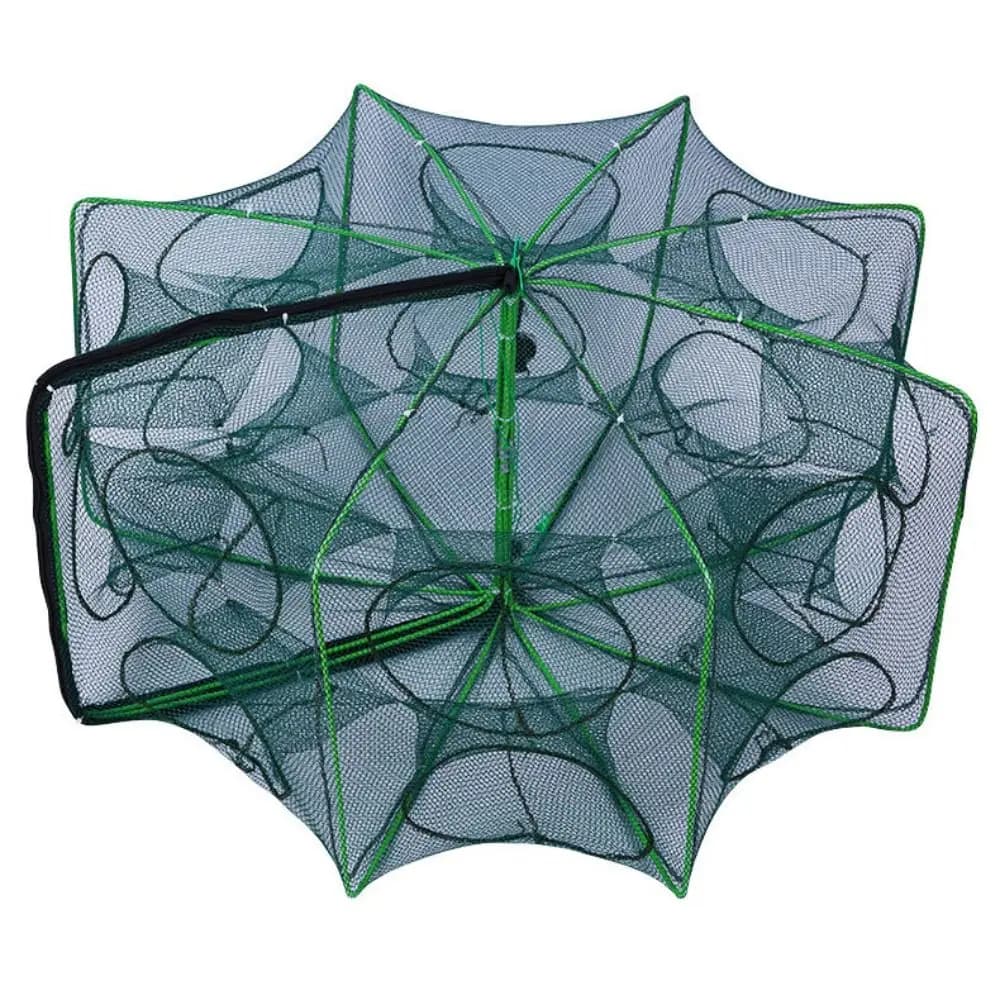 Filet de pêche pliable et durable avec 6 à 10 trous - Cage maille nylon verte