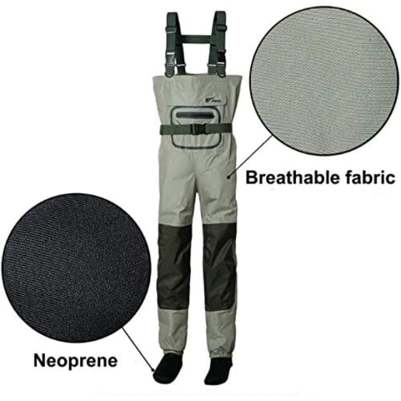 Waders de pêche homme 3-ply imperméables et respirants avec pied néoprène isolé - Combinaison complète