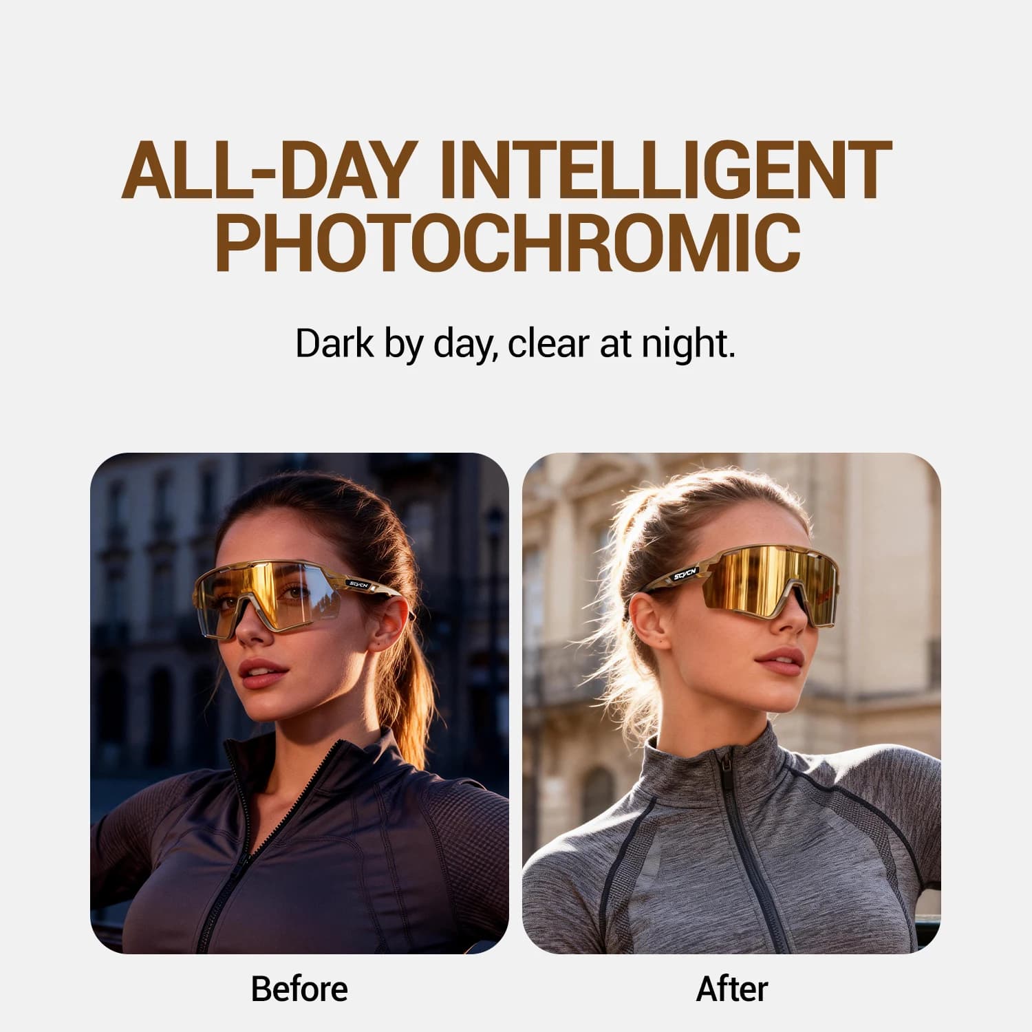 Lunettes photochromiques SCVCN randonnée et pêche - Verres adaptatifs UV400 cyclisme outdoor