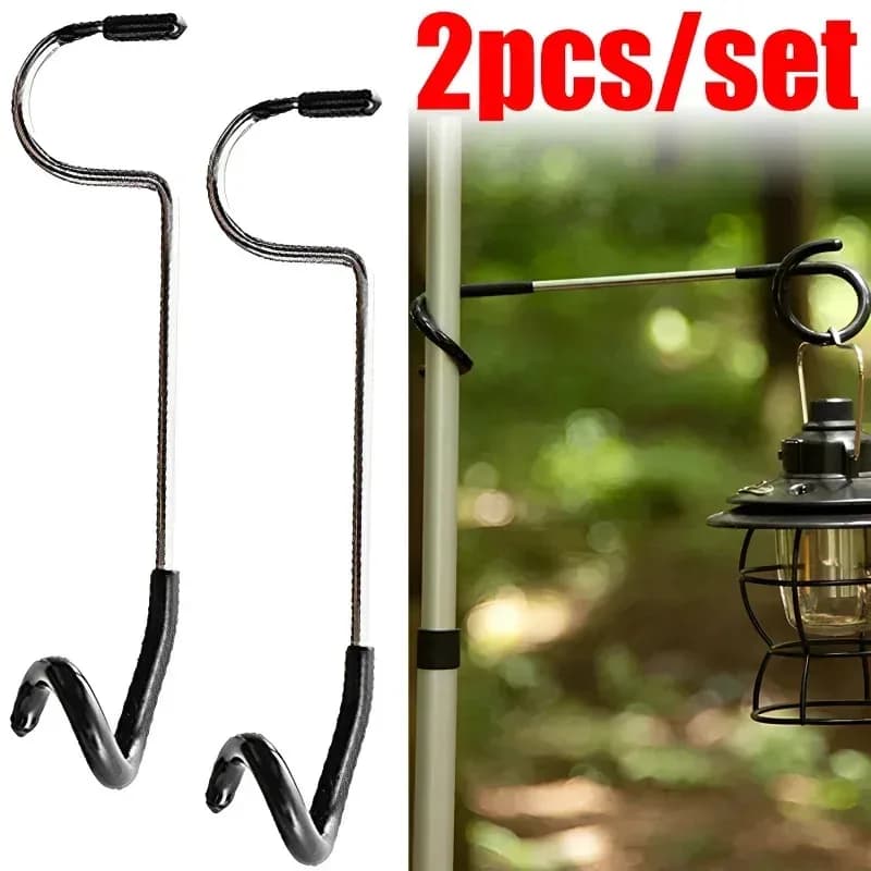 Porte-lampe crochet inox portable pour tente pêche camping chasse éclairage extérieur pratique accrochage