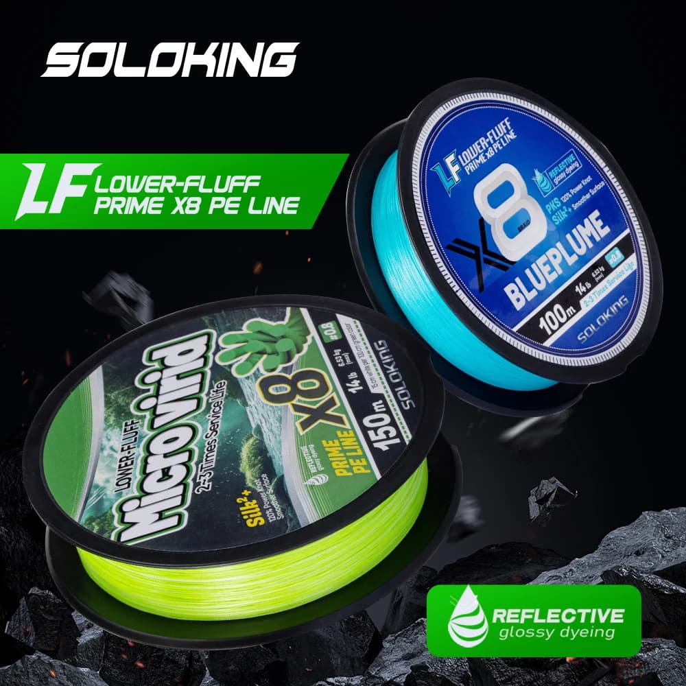 Ligne de pêche SOLOKING X8 100m 12-40lb Super Lisse pour Eau Douce et Mer