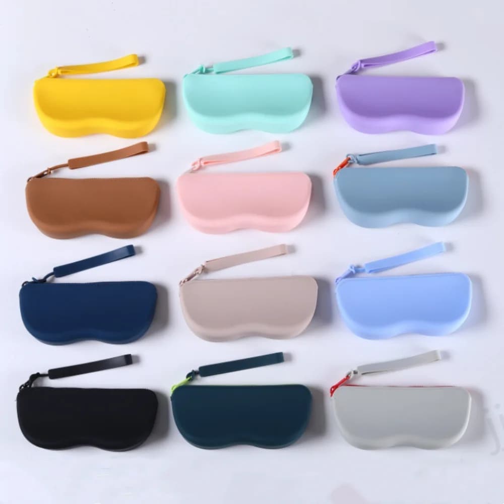 Pochette silicone souple lunettes étanche femme - Rangement cosmétiques pièces anti-poussière zip coloré