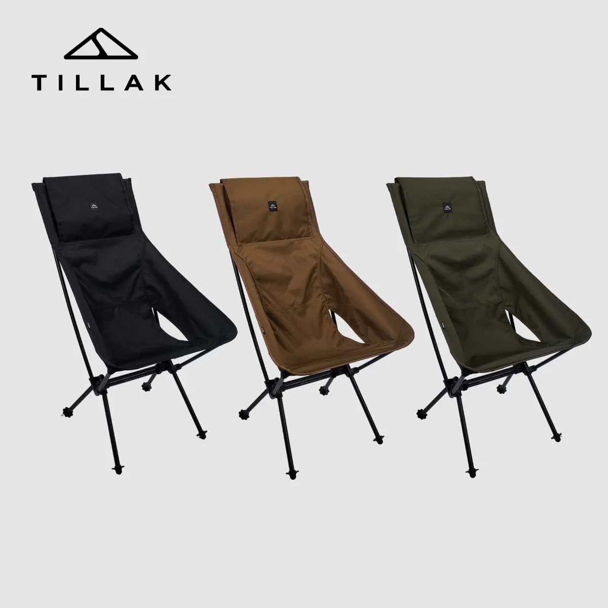 Fauteuil lune TILLAK haut dossier CORDURA - Tabouret pliant portable camping pêche randonnée vélo
