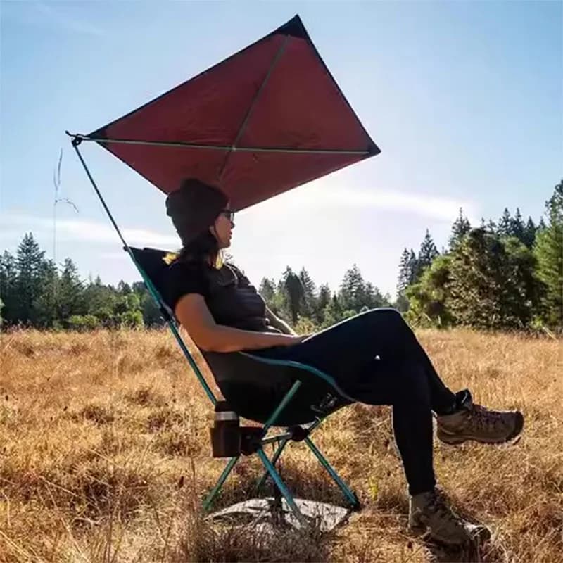Set chaise pliante avec auvent parasol WELLHIKE pour pêche camping plage portable et ombragé