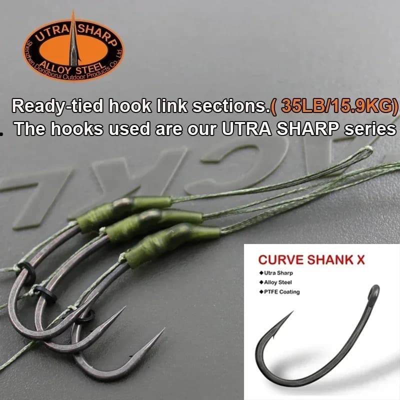 Kit pêche carpe 3 montages loop rig avec hameçons courbes taille 2 4 6 et anti-emmêlement