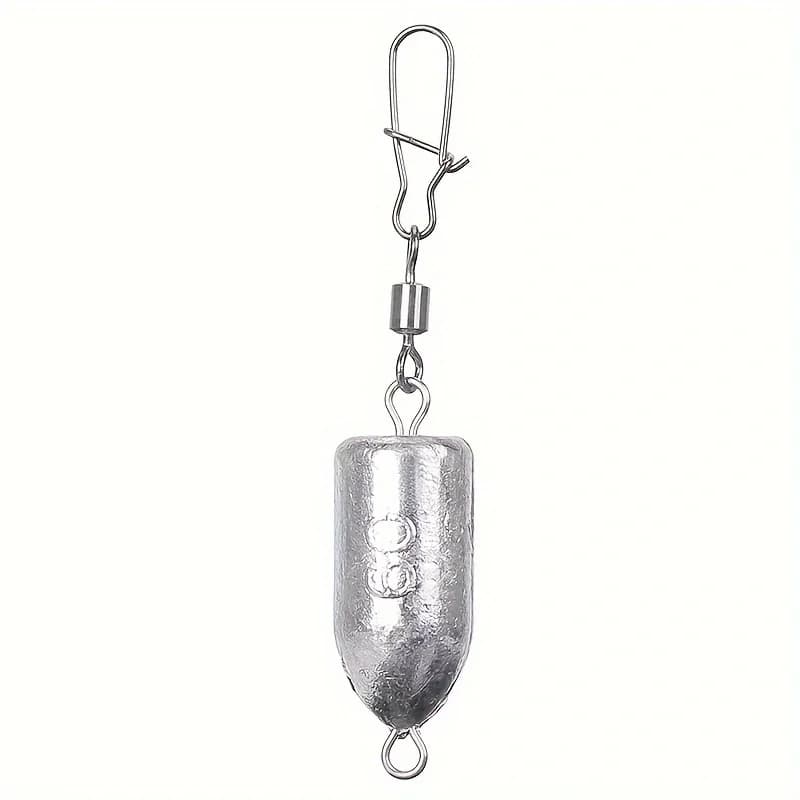 Lot de 5 plombs de pêche avec émerillon snap pour pêche au bar et pêche en mer - 11 tailles disponibles