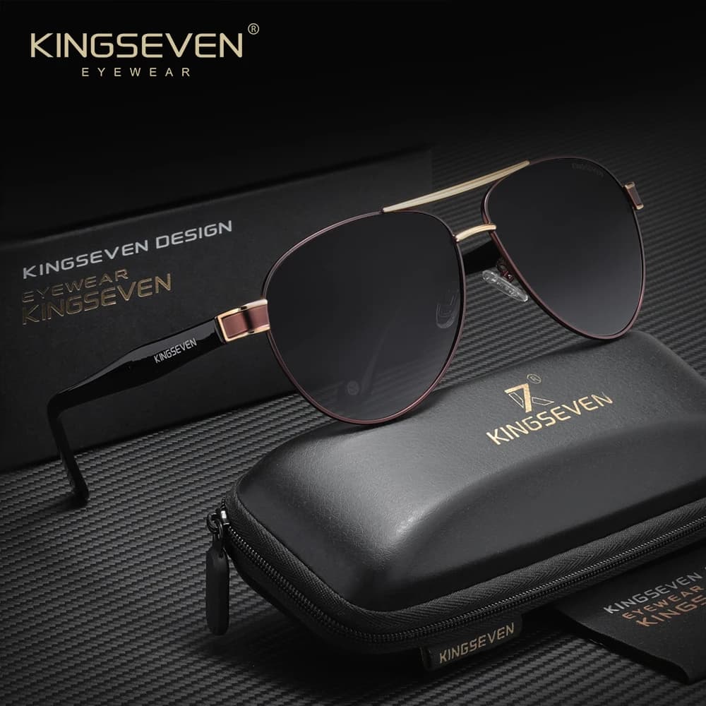 Lunettes de soleil rétro KINGSEVEN pilote homme - UV400 polarisées anti-éblouissement - Conduite extérieur